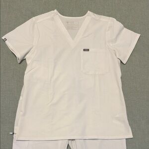 Limited Edition Figs Optic White Catarina Scrub Top w/ Zamora Jogger